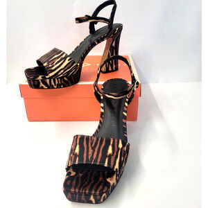 Katy Perry Square Open Sandal Shoes Womens Size 9 Animal Print Heels